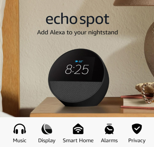 Bocina Inteligente Amazon Echo Spot Smart Negro Con Alexa
