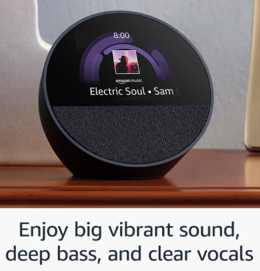 Bocina Inteligente Amazon Echo Spot Smart Negro Con Alexa